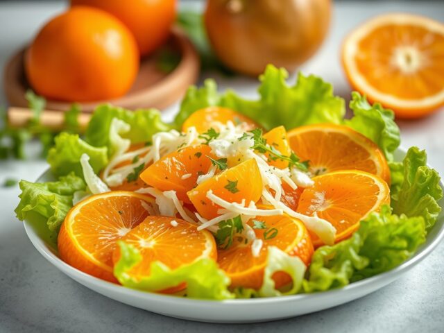 Sinaasappelsalade met olijven — AI-gegenereerde illustratie