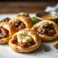 Slabakjes met biefstuk, perzik en sesamdressing