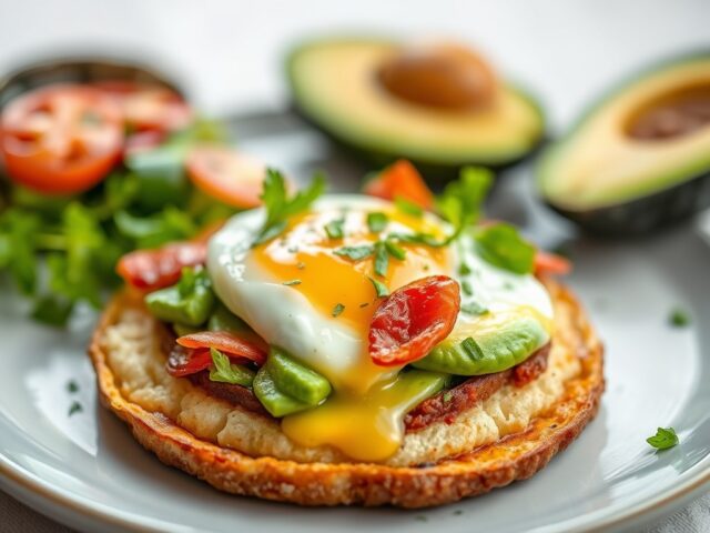 Slapunten met avocado en verkruimeld spek — AI-gegenereerde illustratie
