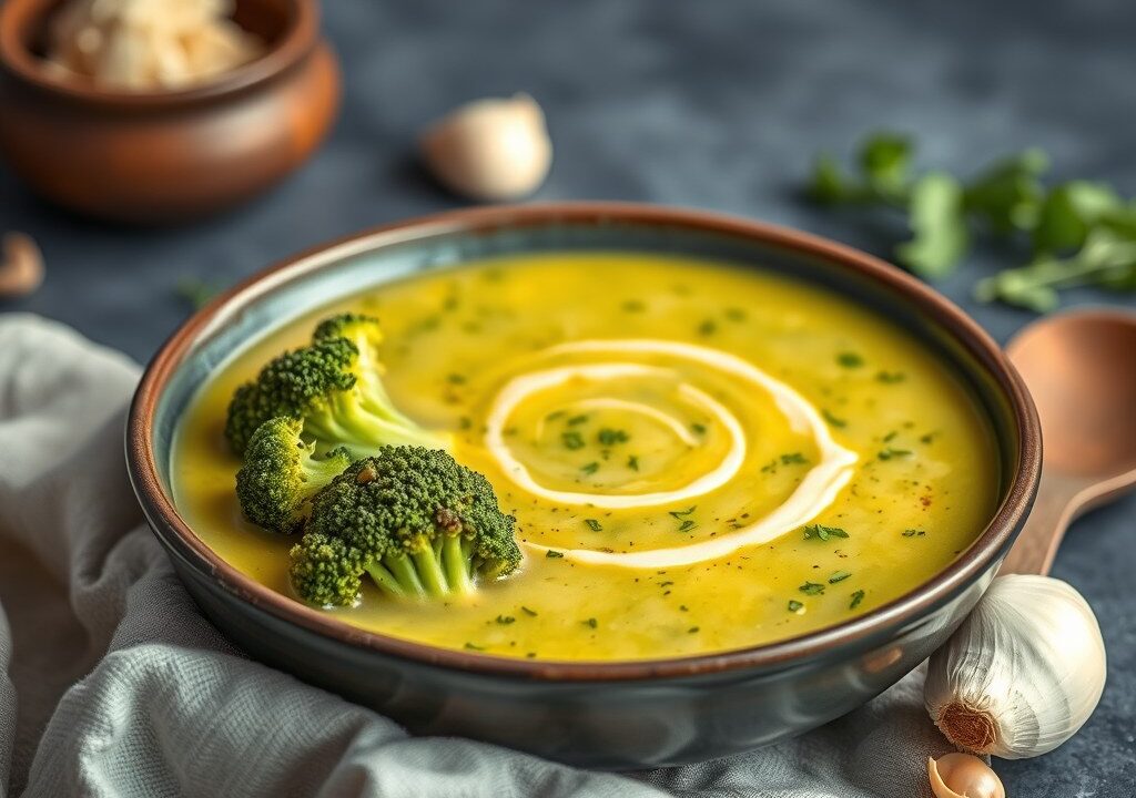 Snelle broccoli soep, AI-gegenereerde illustratie
