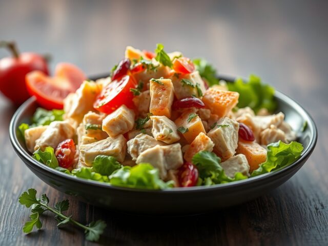 Snelle kip salade — AI-gegenereerde illustratie