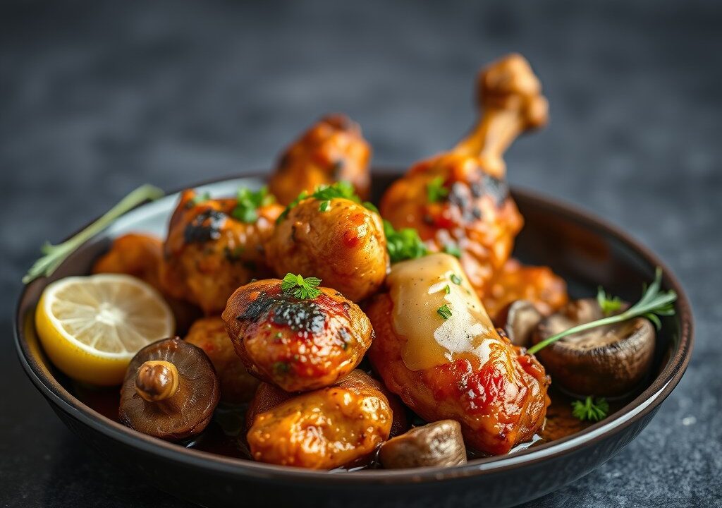 Snelle studenten kip tandoori, AI-gegenereerde illustratie