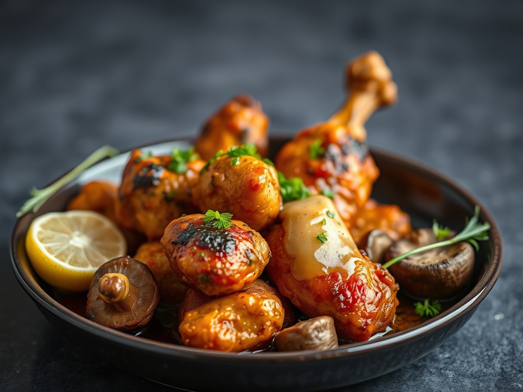 Snelle studenten kip tandoori, AI-gegenereerde illustratie