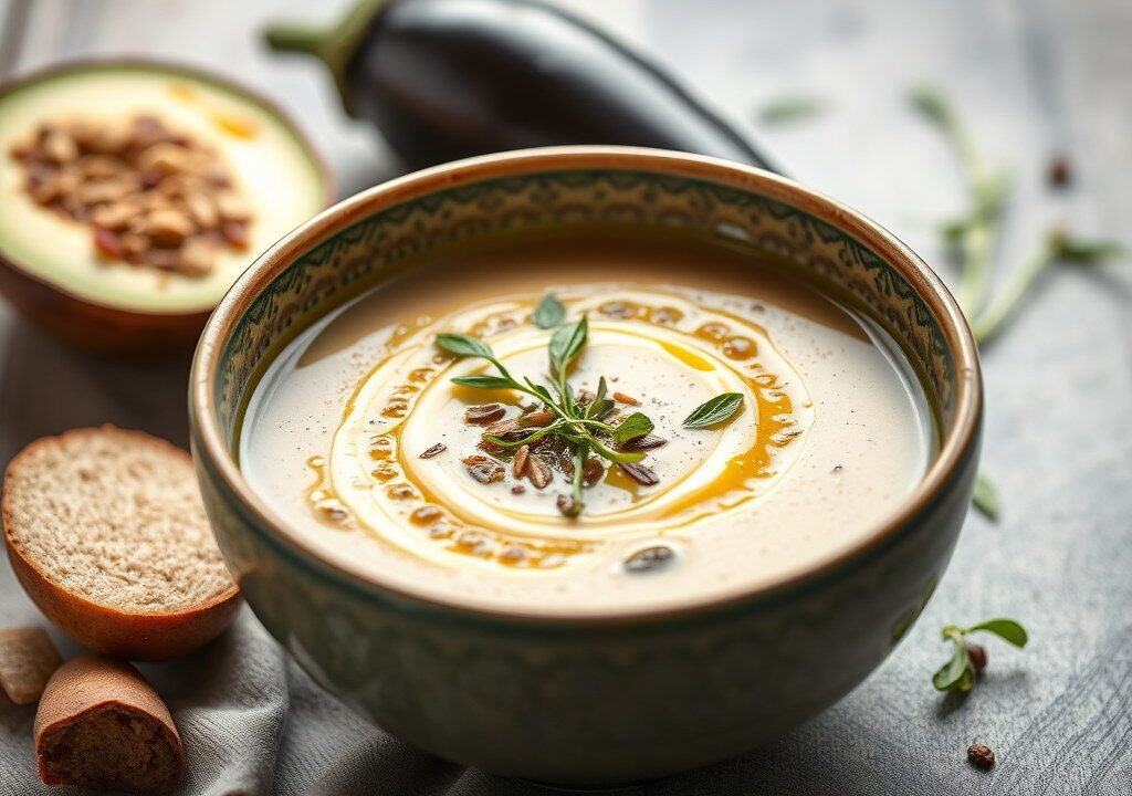 Soep van Aubergines en Linzen, AI-gegenereerde illustratie