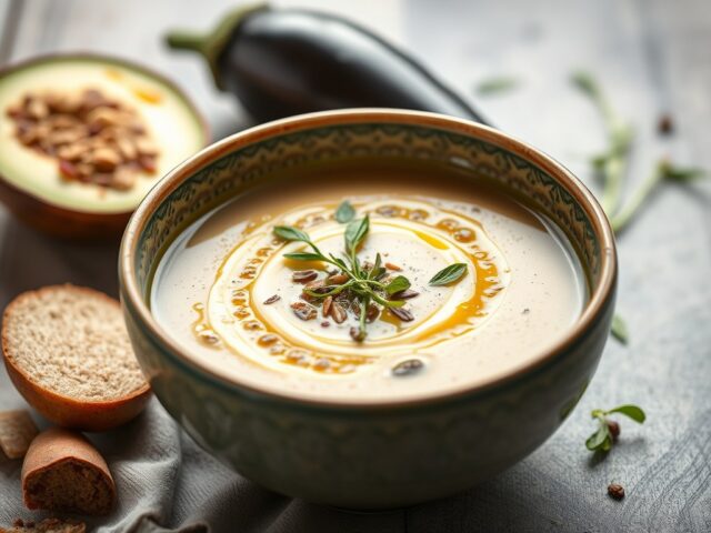 Soep van Aubergines en Linzen — AI-gegenereerde illustratie