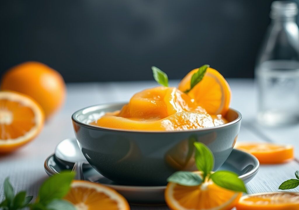Sorbet van sinaasappel — AI-gegenereerde illustratie