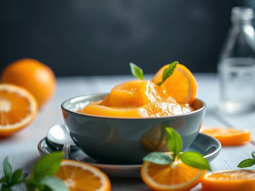 Sorbet van sinaasappel, AI-gegenereerde illustratie