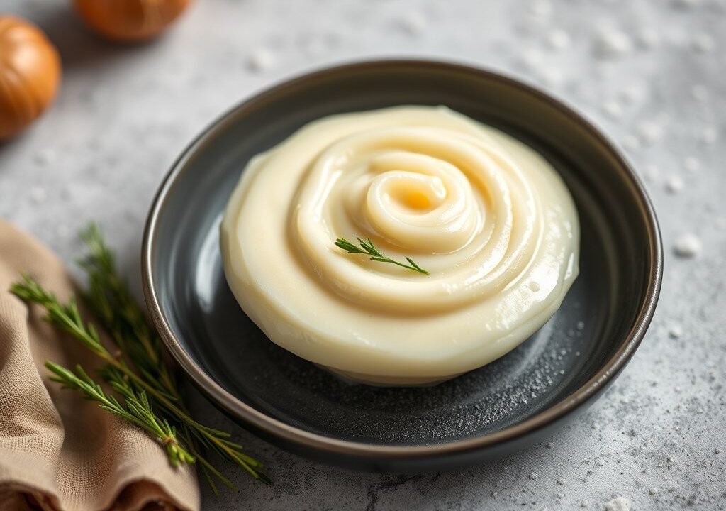 Soubise Purée (Witte Uien Purée), AI-gegenereerde illustratie