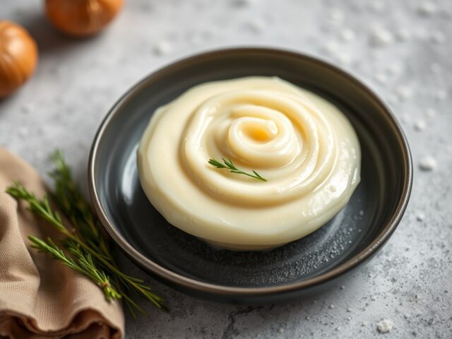 Soubise Purée (Witte Uien Purée) — AI-gegenereerde illustratie