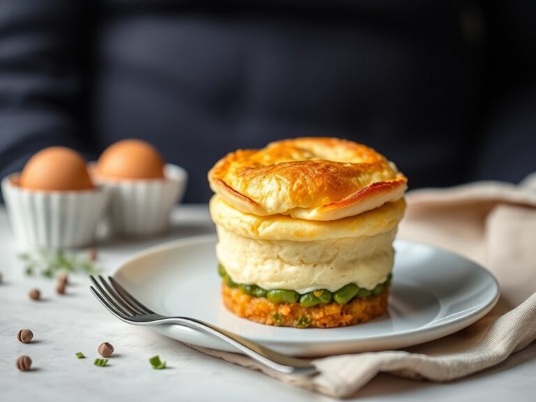 Soufflé met sperzieboontjes — AI-gegenereerde illustratie