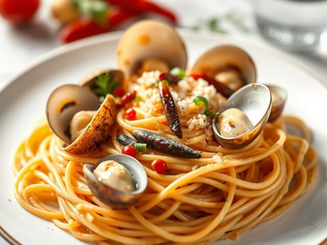 Spaghetti alla vongole — AI-gegenereerde illustratie