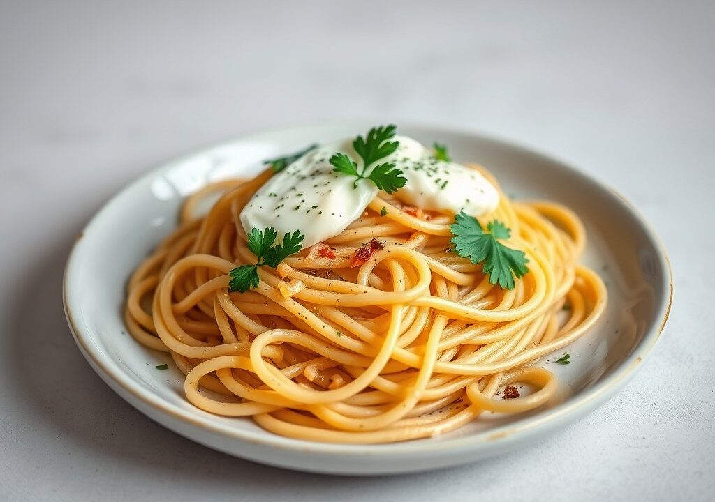 Spaghetti Carbonara, AI-gegenereerde illustratie