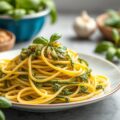Spaghetti courgetti met pesto
