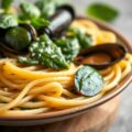 Spaghetti met mosselen en spinazie