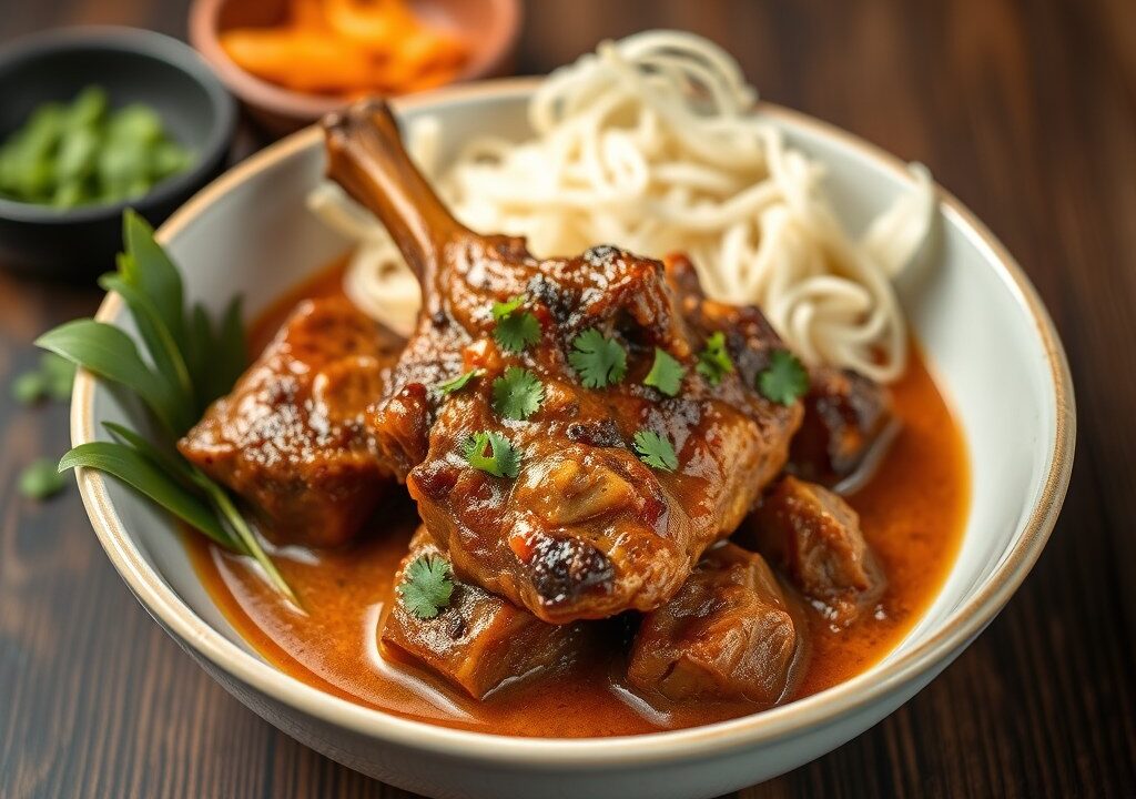 Spareribs in penang curry — AI-gegenereerde illustratie