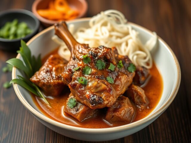 Spareribs in penang curry — AI-gegenereerde illustratie
