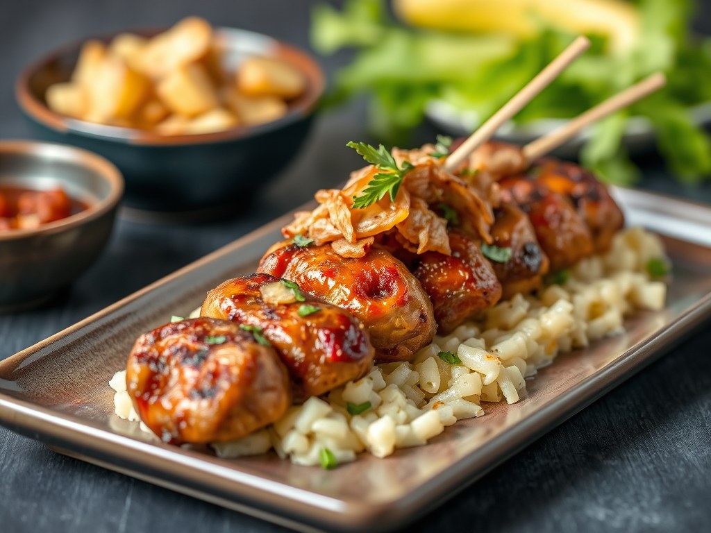Speklapjes van de bbq met Hollandse huzarensalade, AI-gegenereerde illustratie