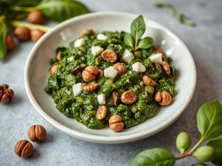 Spinazie-hazelnoot pesto — AI-gegenereerde illustratie