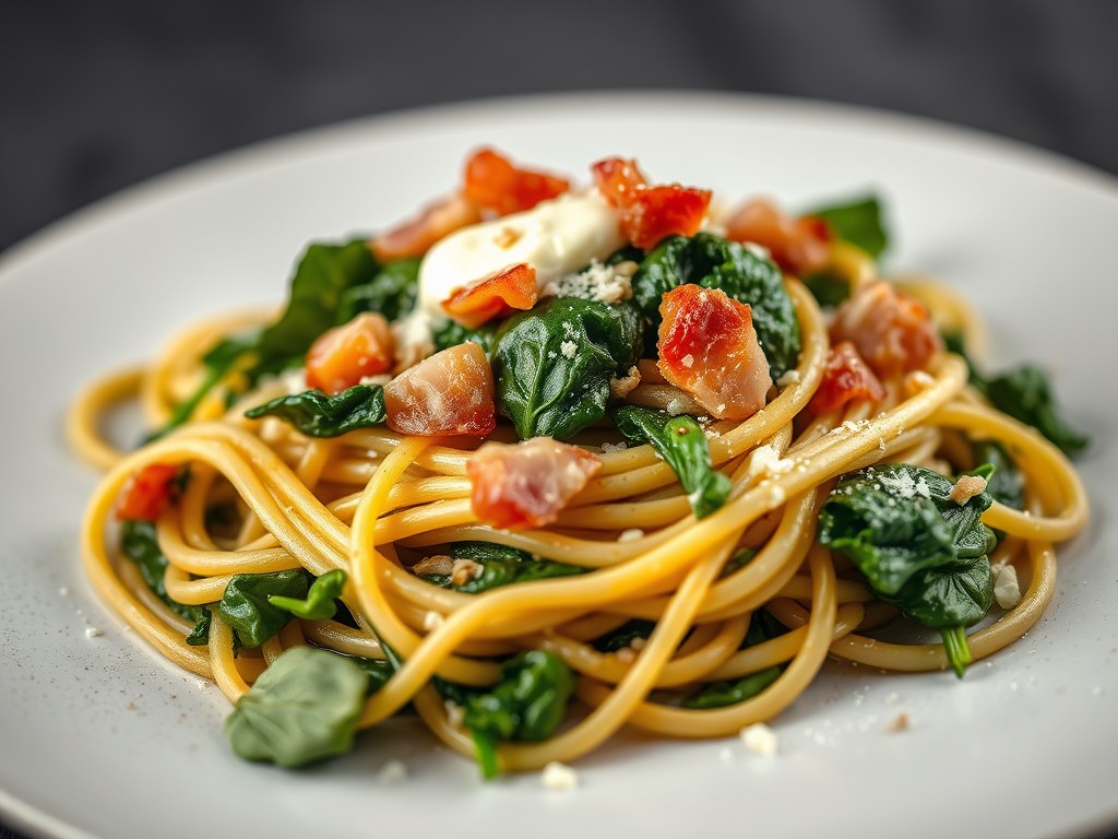 Spinazie Spaghetti, AI-gegenereerde illustratie