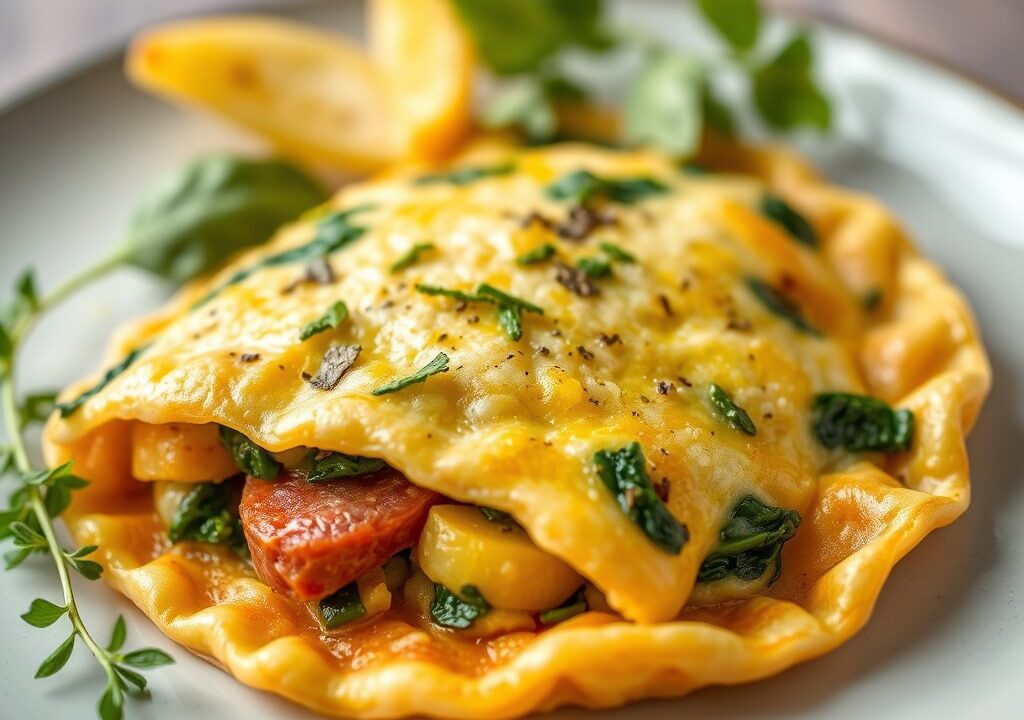 Spinazietortilla met oregano, AI-gegenereerde illustratie