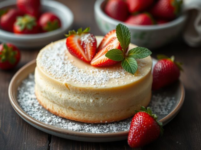 Spongecake met aardbeien — AI-gegenereerde illustratie