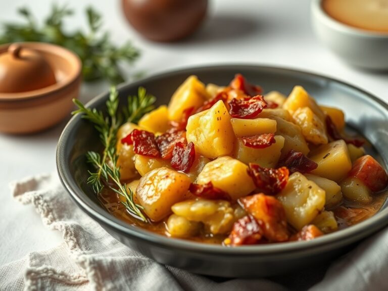 Stamppot postelein (oud Ardens recept) — AI-gegenereerde illustratie