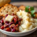 Stamppot rodekool met gebakken Bokking
