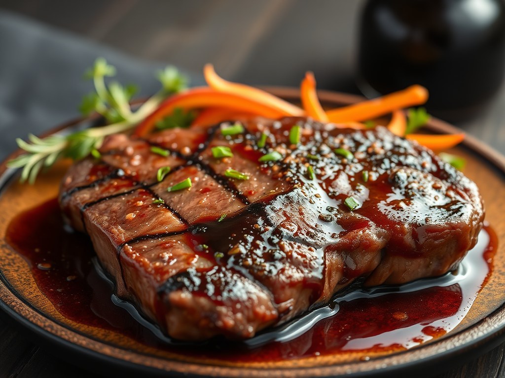 Steak met Worcestershire – Ketjap Marinade, AI-gegenereerde illustratie