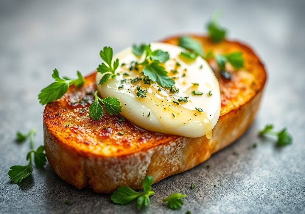 Stokbrood met kruidenboter en kaas — AI-gegenereerde illustratie