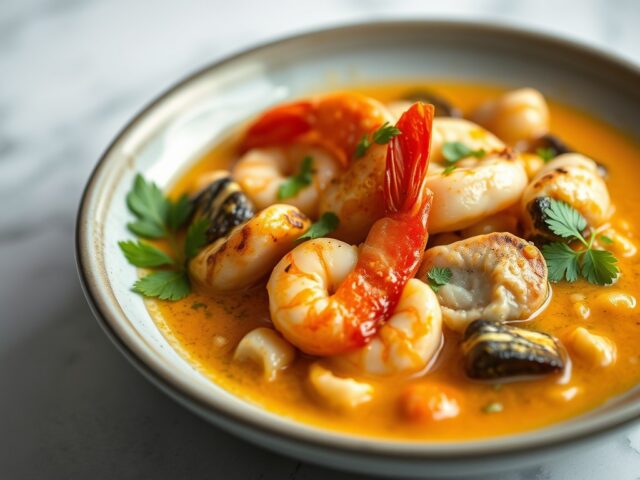 Stoofpotje met Vis en Garnalen uit Brazilie (Moqueca) — AI-gegenereerde illustratie