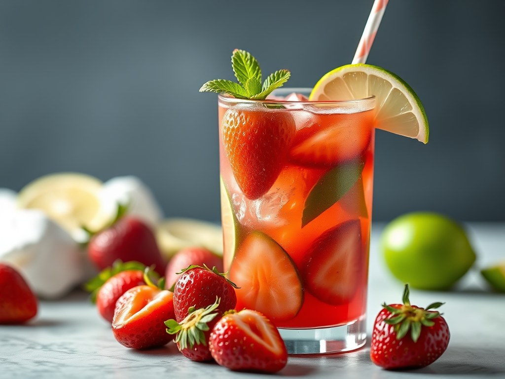 Strawberry mojito, AI-gegenereerde illustratie