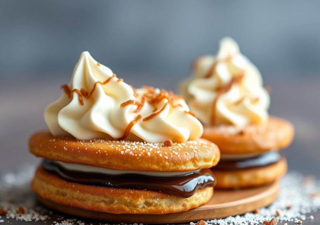 Stroopwafel toetje, AI-gegenereerde illustratie