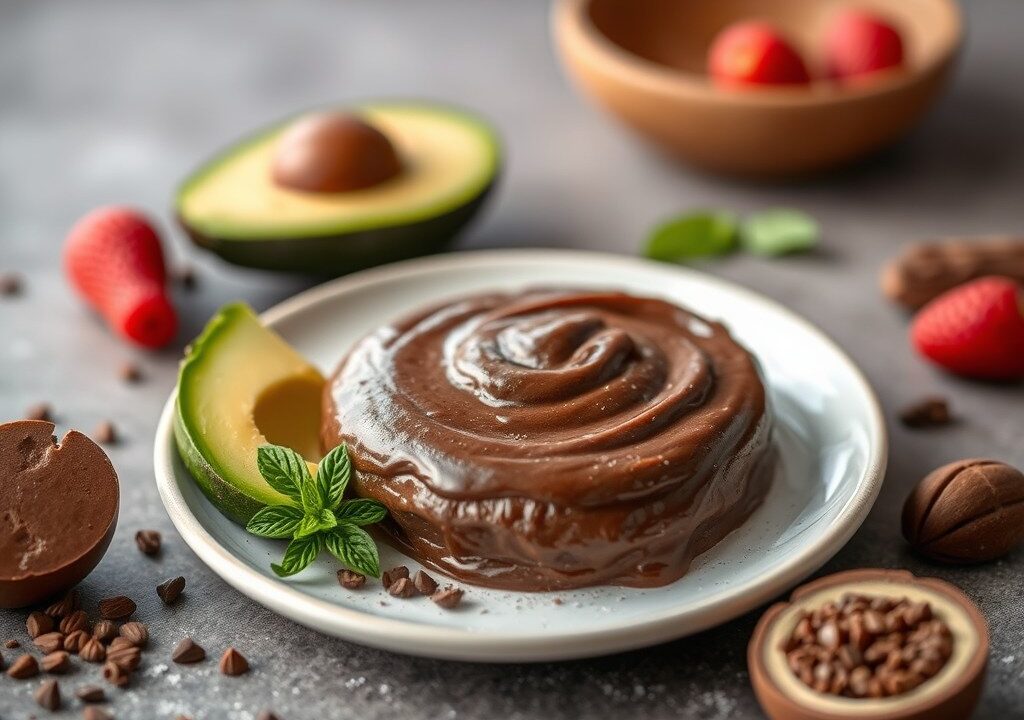 Suiker– gluten– zuivelvrije chocoladevla, AI-gegenereerde illustratie