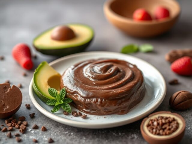Suiker– gluten– zuivelvrije chocoladevla — AI-gegenereerde illustratie