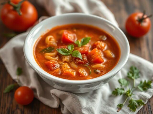 Supersnelle tomatensoep — AI-gegenereerde illustratie