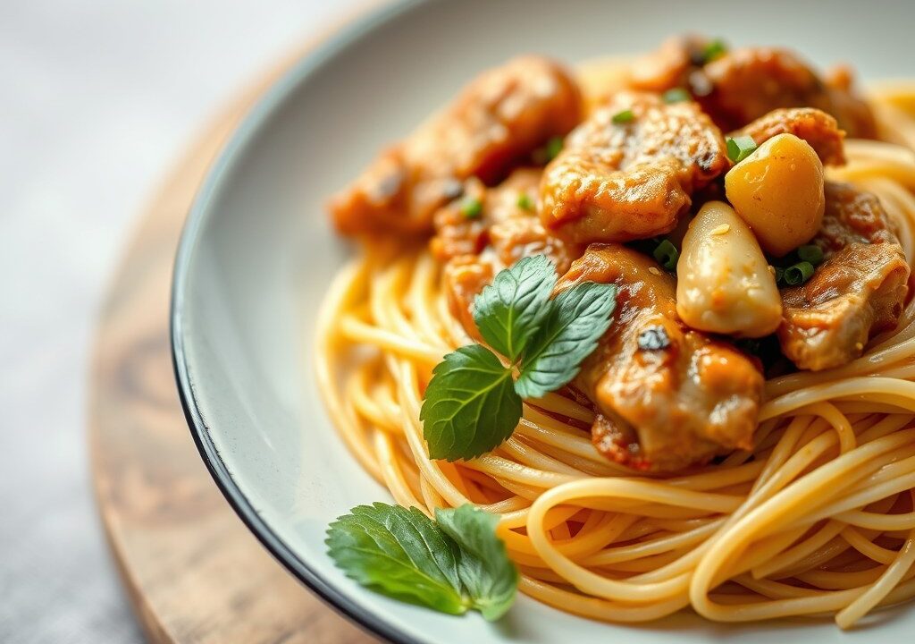 Surinaamse Bami met Kip, AI-gegenereerde illustratie