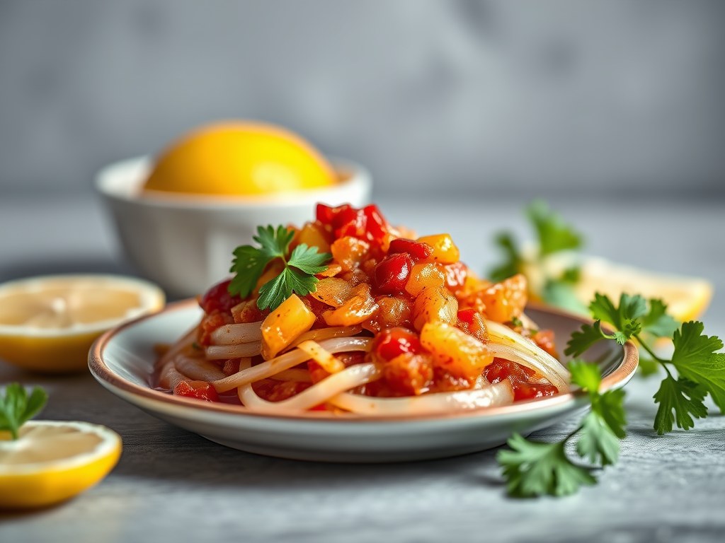 Surinaamse sambal van Madame Jeanette, AI-gegenereerde illustratie