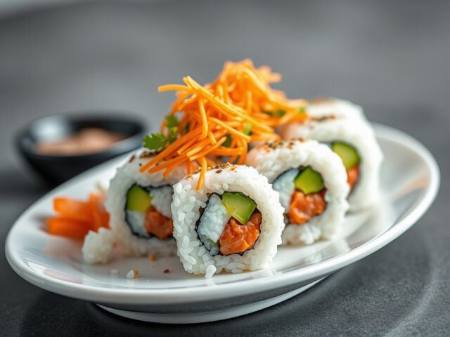 Sushi Maki op een Bordje — AI-gegenereerde illustratie