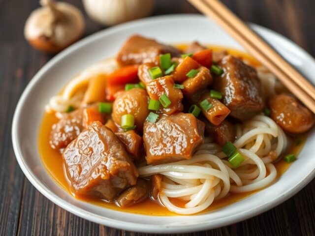 Sweet and Sour van Varkensvlees uit de Slow Cooker — AI-gegenereerde illustratie