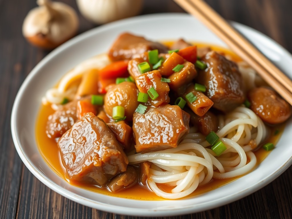 Sweet and Sour van Varkensvlees uit de Slow Cooker, AI-gegenereerde illustratie