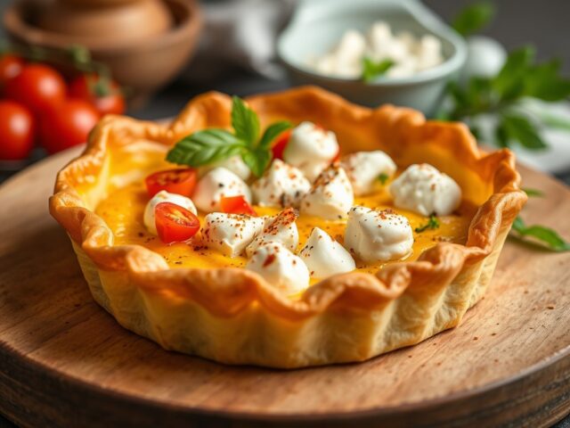 Taartje van Feta-Kaas in phyllo-Deeg — AI-gegenereerde illustratie
