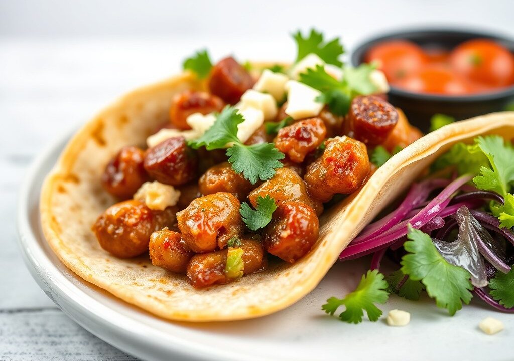 Tacoschelp gevuld met salade — AI-gegenereerde illustratie