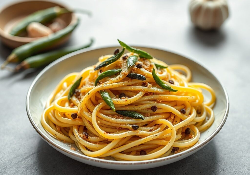 Tagliatelle met aspergetips — AI-gegenereerde illustratie