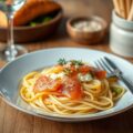 Tagliatelle met gerookte zalm