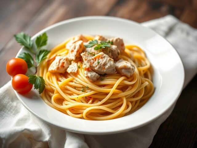 Tagliatelle met kip — AI-gegenereerde illustratie