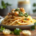 Tagliatelle met kip en pesto van radijsjesloof