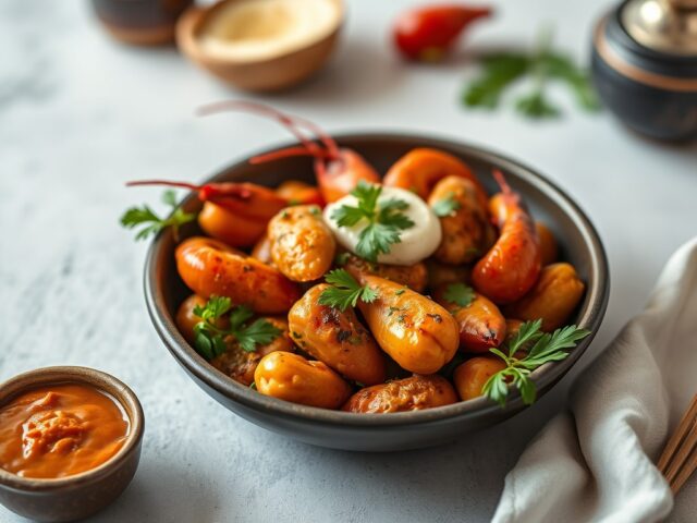 Tajine met gamba’s en chermoula — AI-gegenereerde illustratie