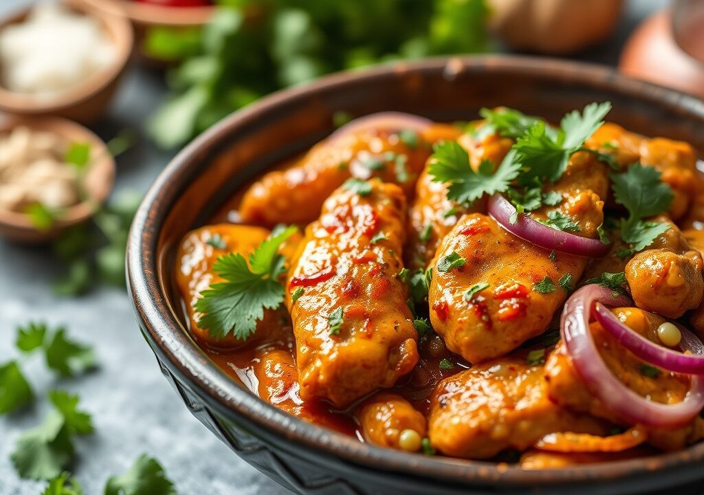 Tajine met kip met kweeperen — AI-gegenereerde illustratie