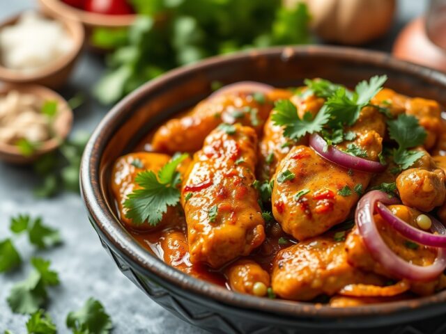 Tajine met kip met kweeperen — AI-gegenereerde illustratie