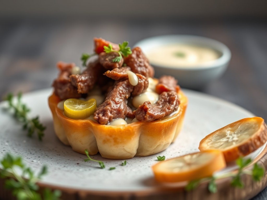 Tartaar van rundvlees met picklesmayonaise, AI-gegenereerde illustratie